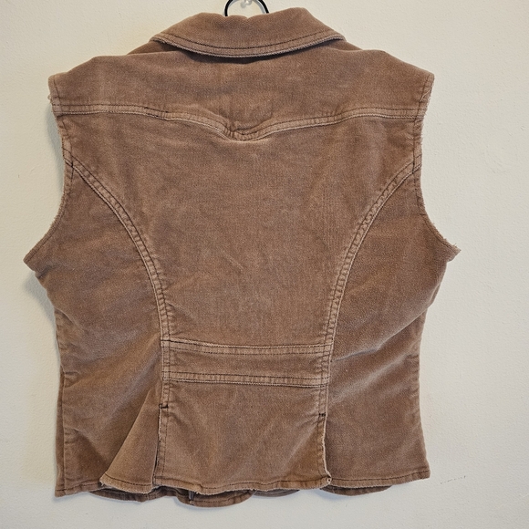 BB Dakota Button Up Vest With Front Pockets Brown/Tan Medium - Picture 3 of 3